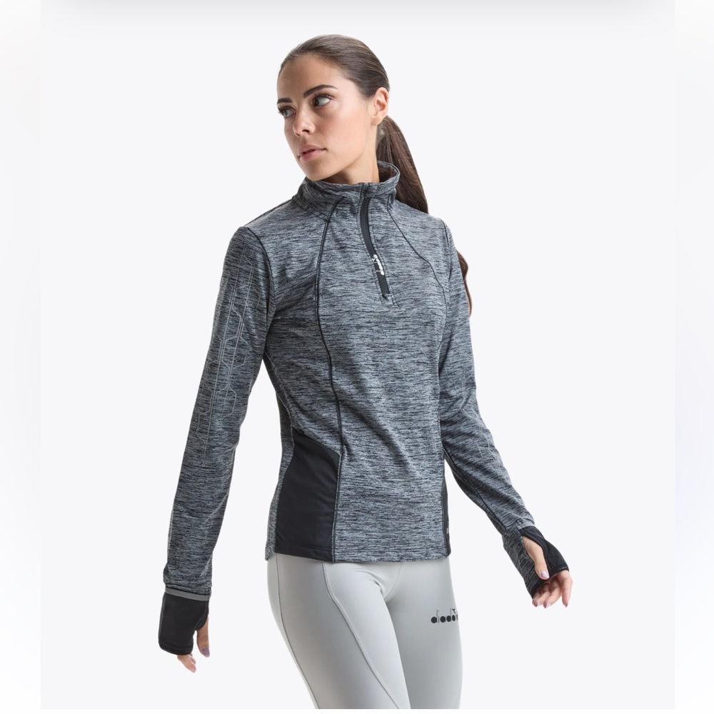 Women’s Diadora Grey Warm Up NWOT Grey Zip Up Jacket-Ruching Detail Sz S